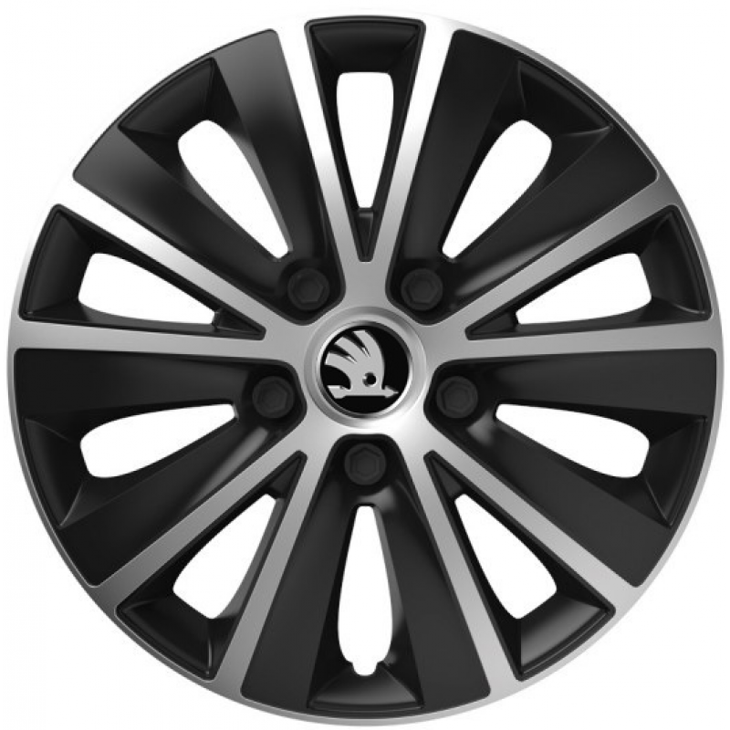 PUKLICE PRE ŠKODA 15" RAPIDE silver/black 4ks